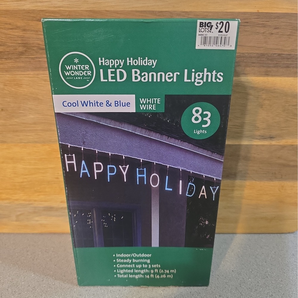 Winter Wonder Lane Happy Holiday LED Lights Cool White And Blue